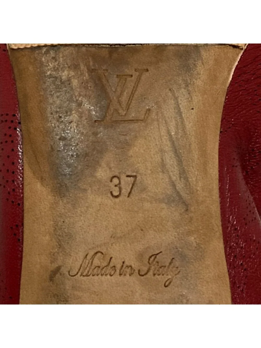 Louis Vuitton Monogram Mahina Ballet Shoes Flat Pumps Red